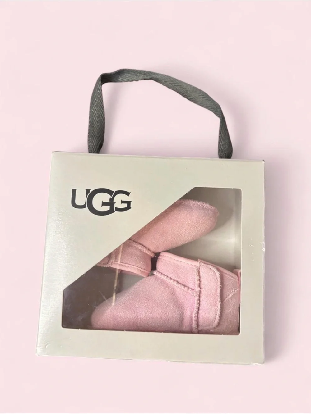 UGG Pink Suede Baby Booties with Plush Lining - Picture 1 of 3